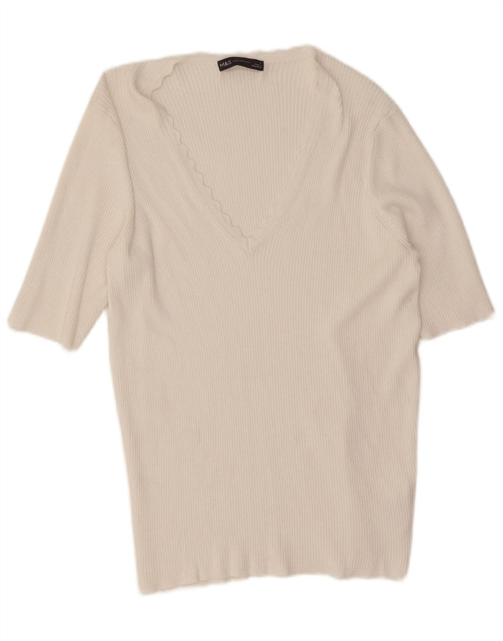 Marks & Spencer T-shirt top til kvinder DK 16 Stor hvid viskose