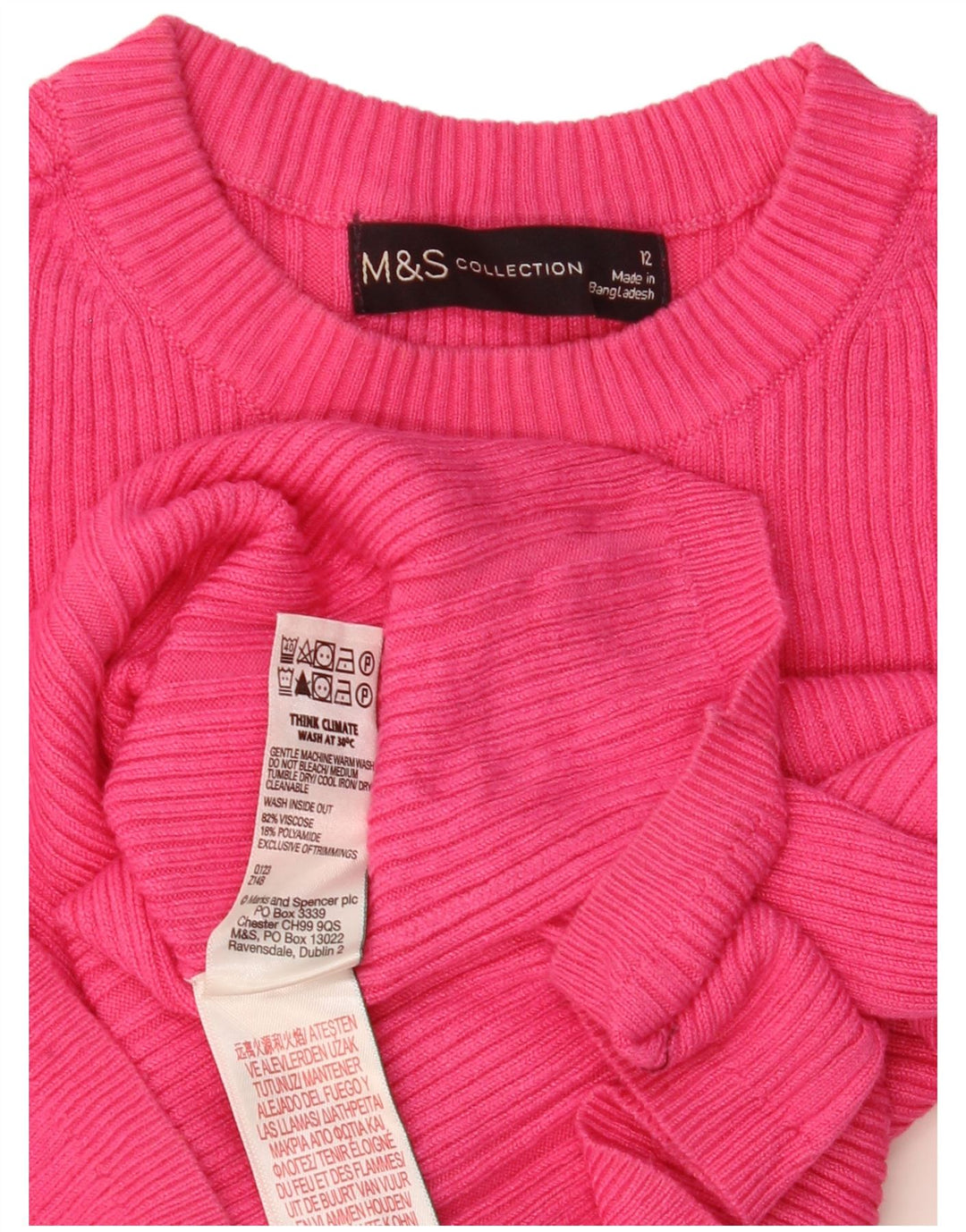 Marks & Spencer Dame sweater med rund hals DK 12 Medium Pink Viscose