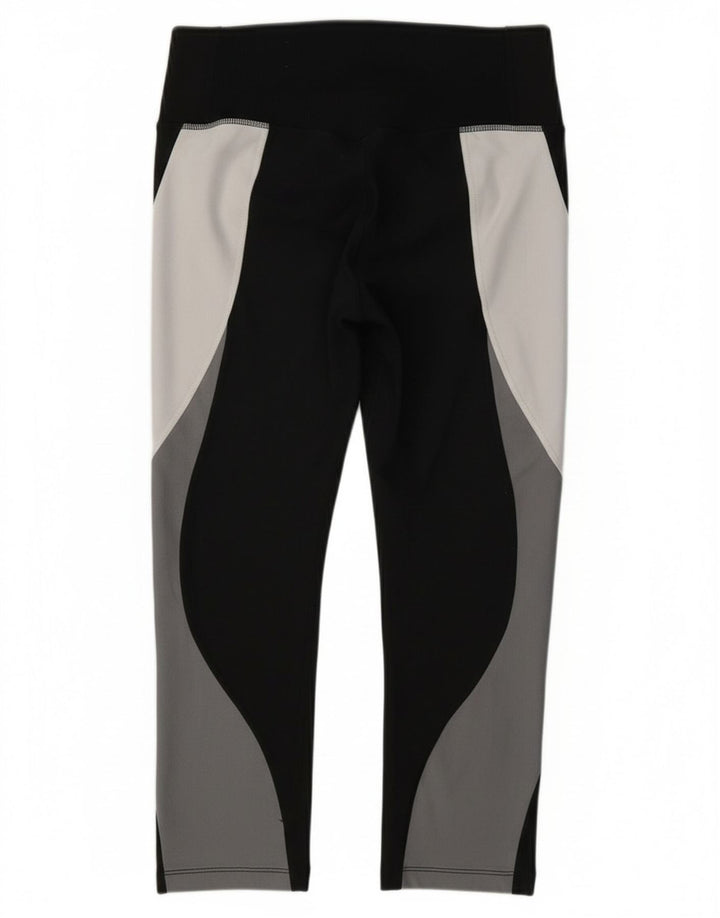 Nike Dame Dri Fit Capri Leggings UK 10 Small Black Colourblock Polyester