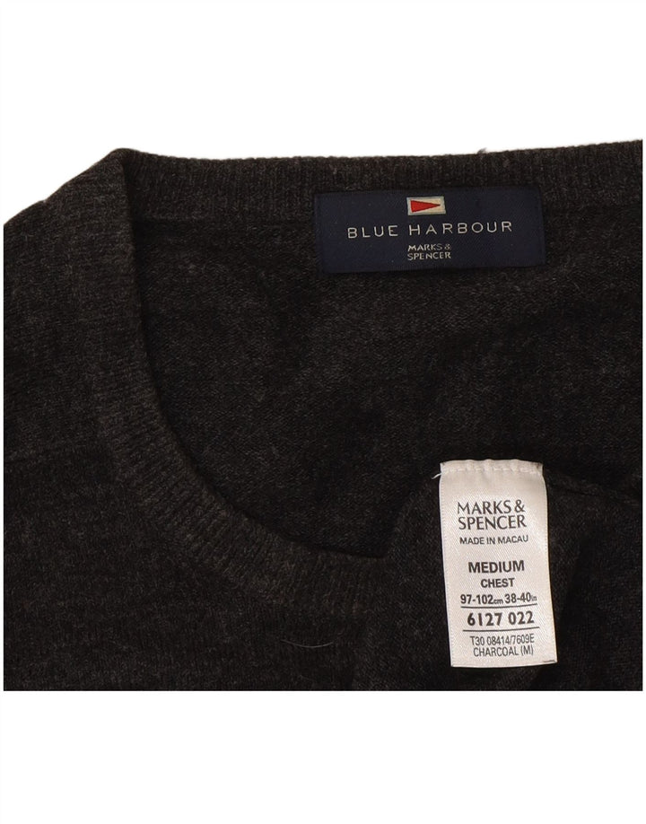 Marks & Spencer Herre sweater med rund hals, mellemgrå akryl