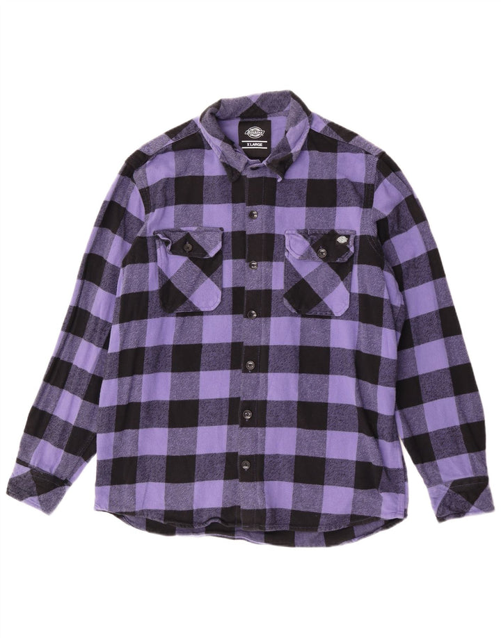 Dickies Herre Flanelskjorte XL Lilla ternet bomuld