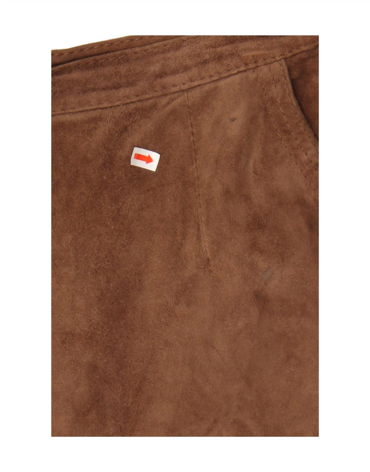 VINTAGE Womens Suede A-Line Skirt W28 Medium Brown Vintage Vintage and Second-Hand Vintage from Messina Hembry 