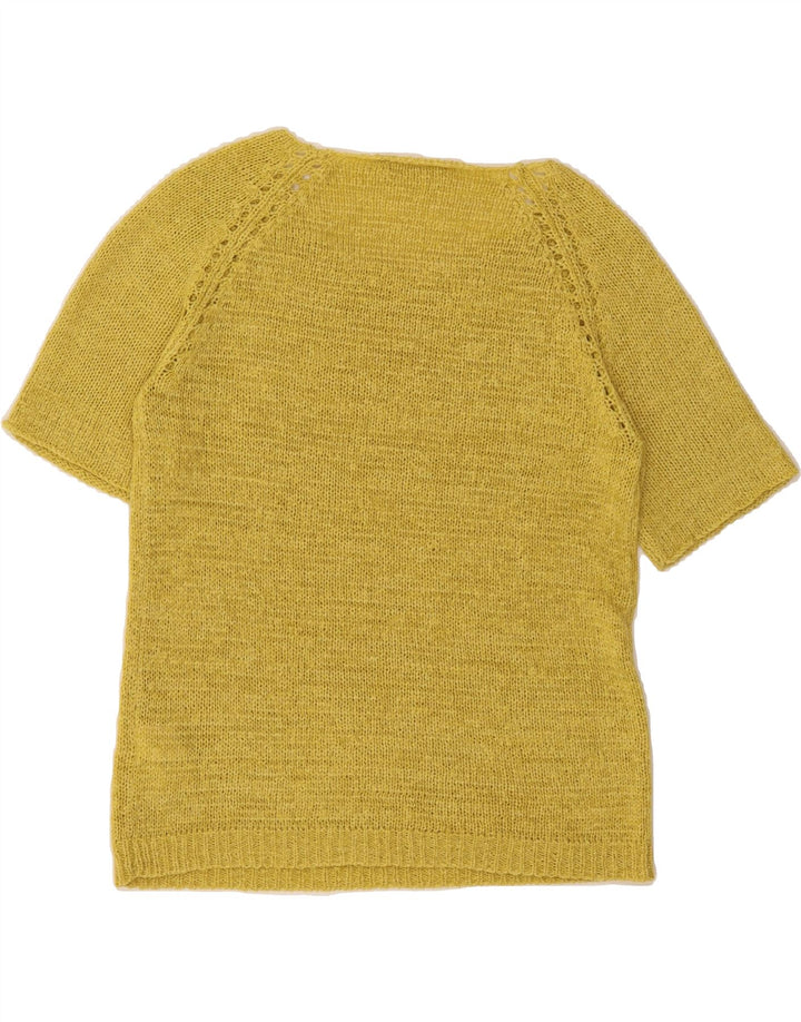 MARKS & SPENCER Womens Boat Neck Jumper Sweater UK 12 Medium Yellow Vintage Marks & Spencer and Second-Hand Marks & Spencer from Messina Hembry 