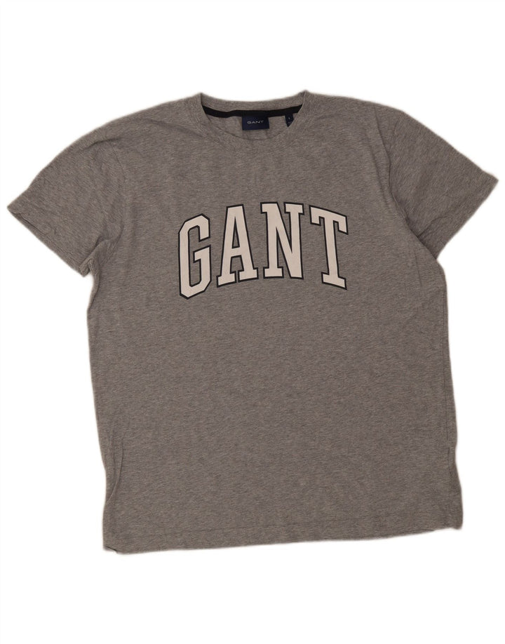 Gant Grafisk T-shirt top til mænd, stor grå bomuld