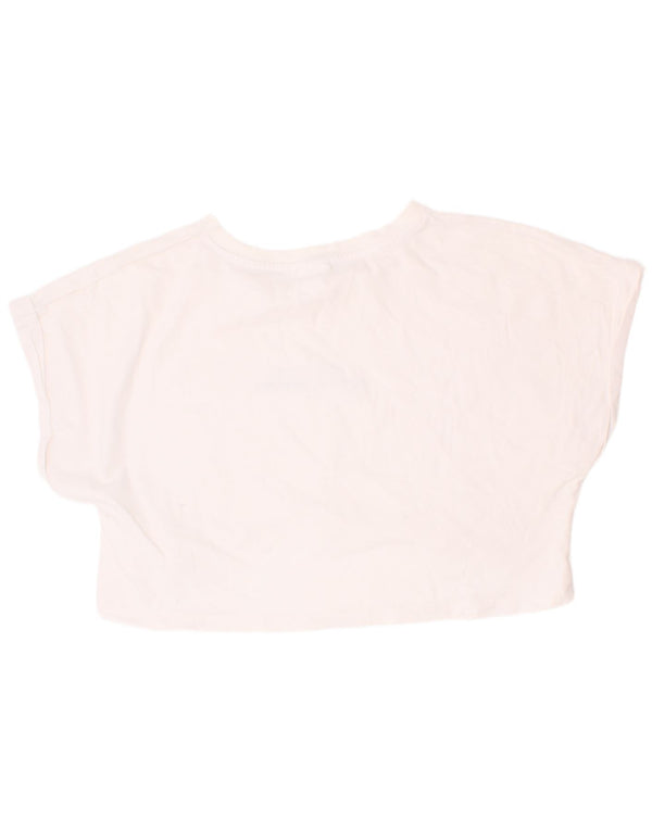 Zara Girls Crop Grafisk T-Shirt Top 9-10 År Hvid