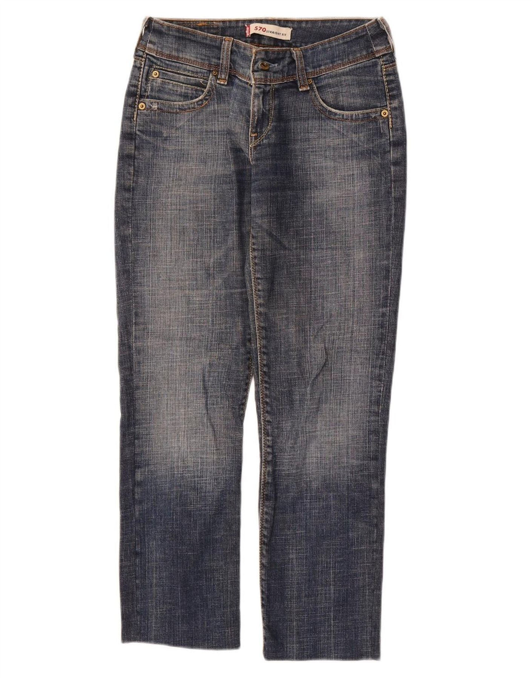 LEVI'S Womens 570 Straight Jeans W28 L26 Blue Cotton