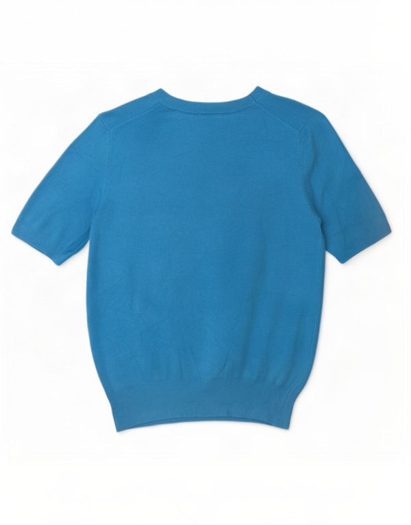 Zara Dame T-Shirt Top UK 12 Medium Blue Viscose