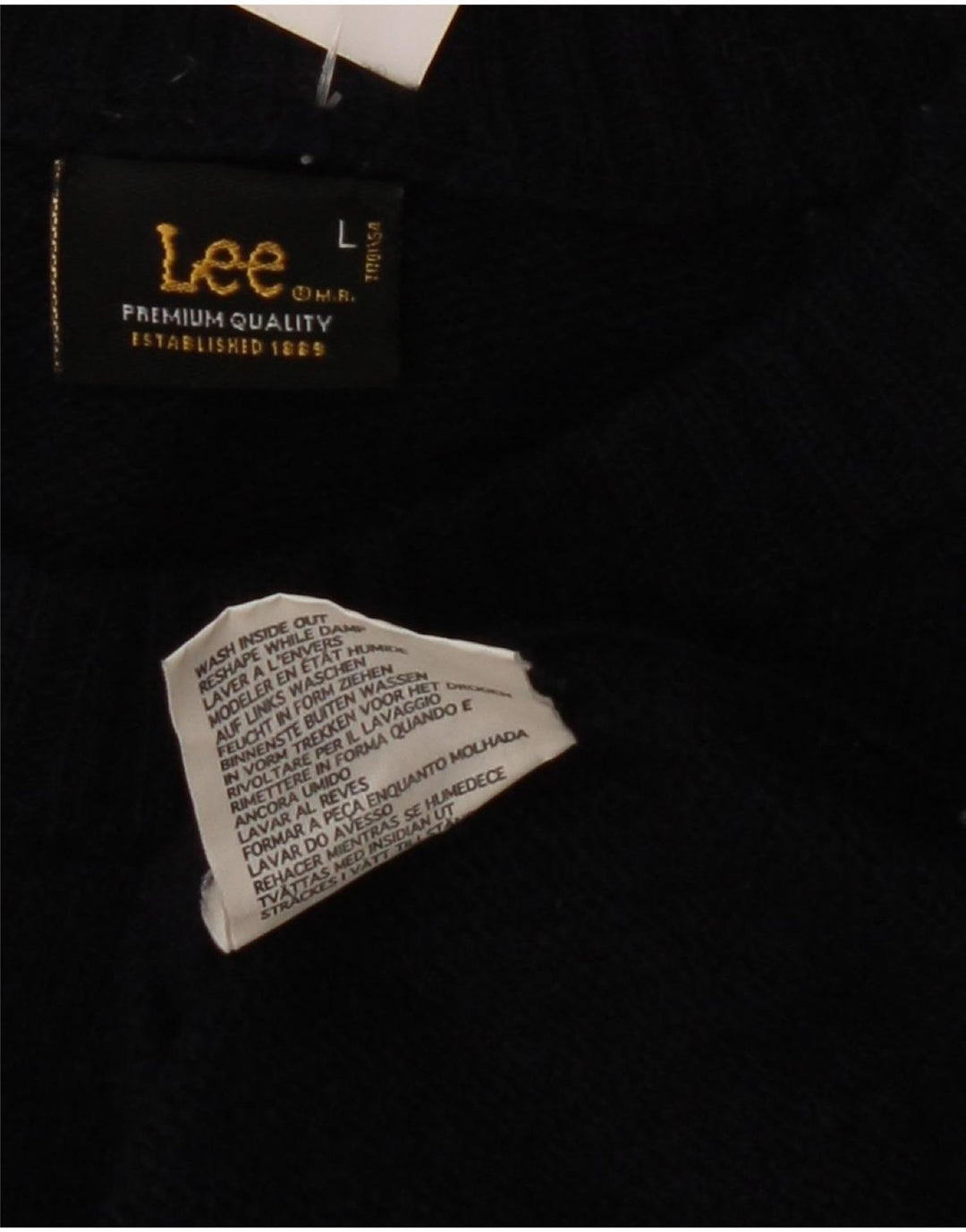 Lee Womens grafisk rund hals sweater stor marineblå uld