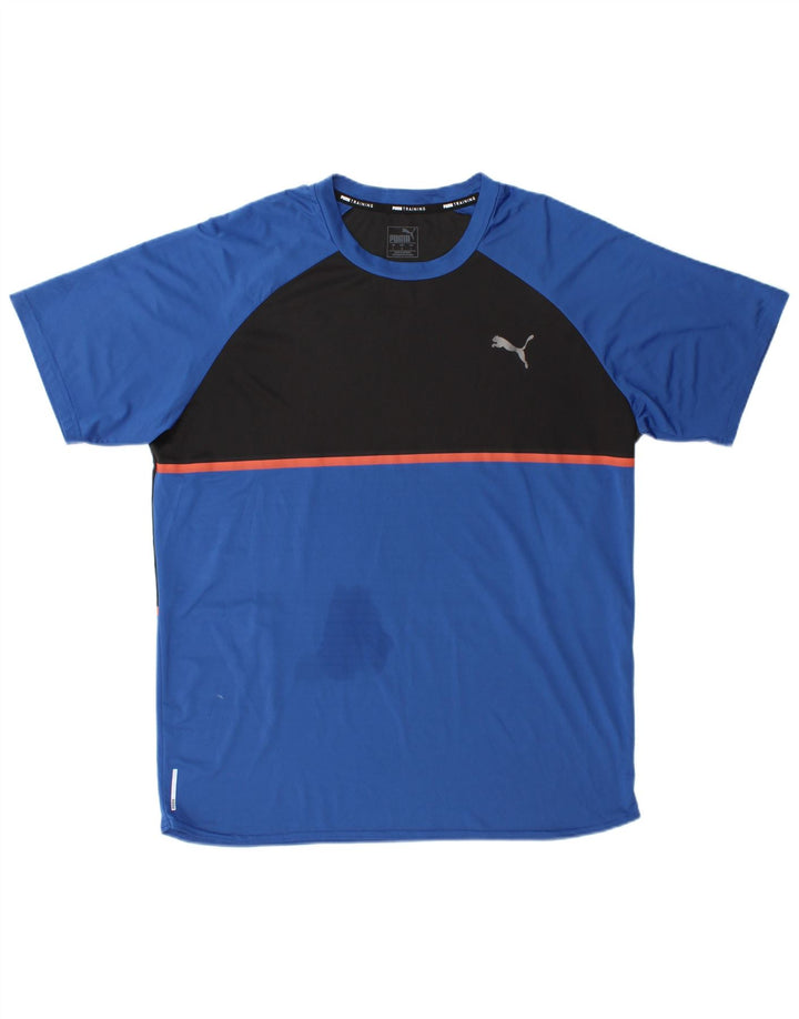 Puma Herre T-Shirt Top Stor Blå Colourblock Polyester