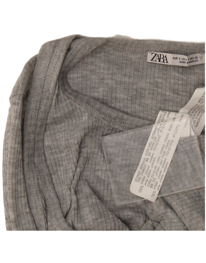 Zara Dame Top Langærmet UK 8 Small Grå Flecked Polyester