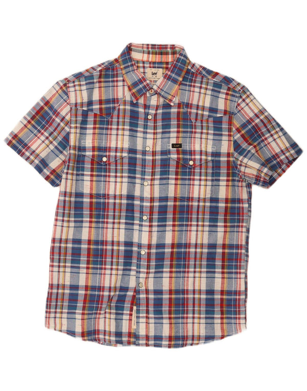 Lee Mens Short Sleeve Slim Fit Shirt Medium Multicoloured Check Cotton