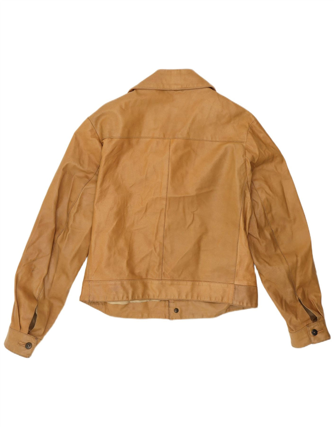 Max Grippo Herre Bomber Læderjakke EU 50 Large Beige Læder