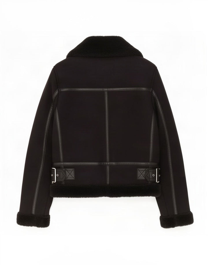 Zara Sherpajakke til kvinder UK 6 XS Sort polyester