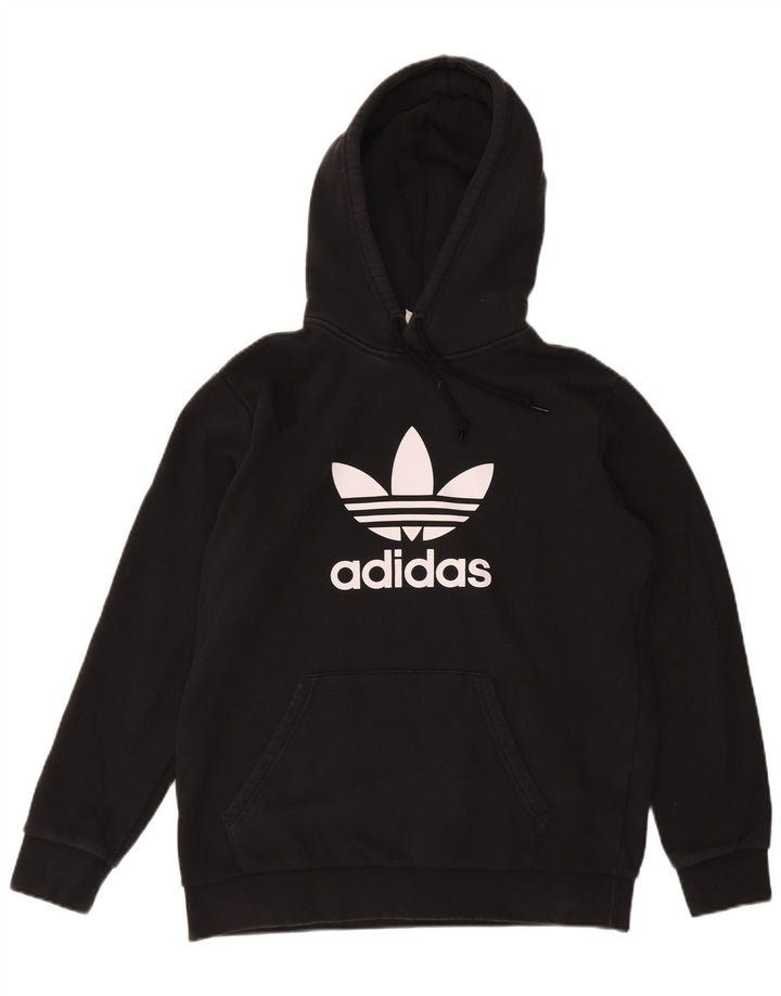 ADIDAS Mens Graphic Hoodie Jumper Medium Black Cotton