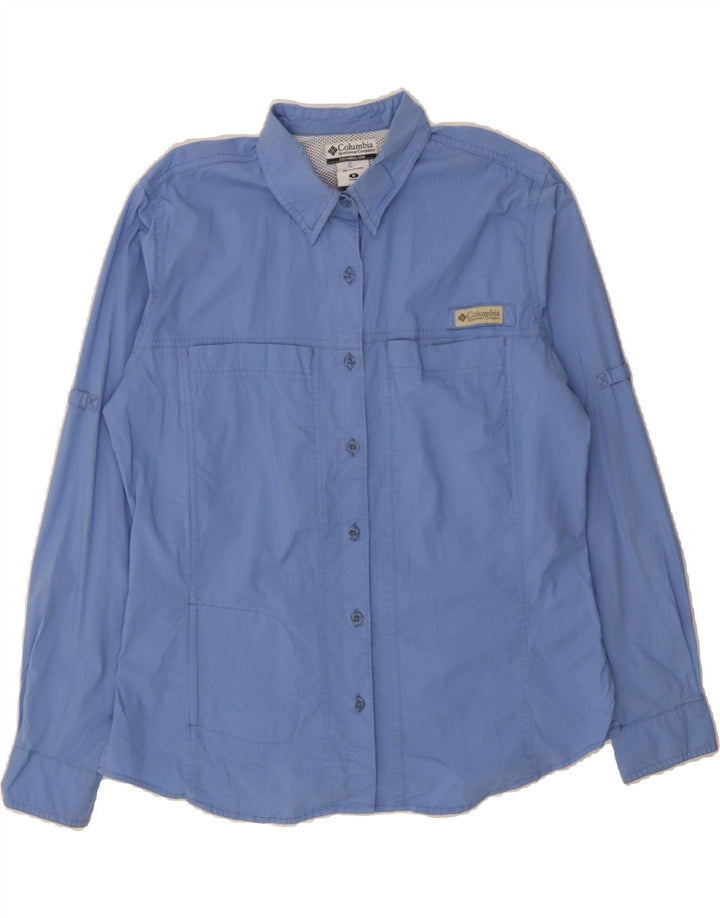 COLUMBIA Womens Shirt UK 12 Medium Blue Polyester Vintage Columbia and Second-Hand Columbia from Messina Hembry 
