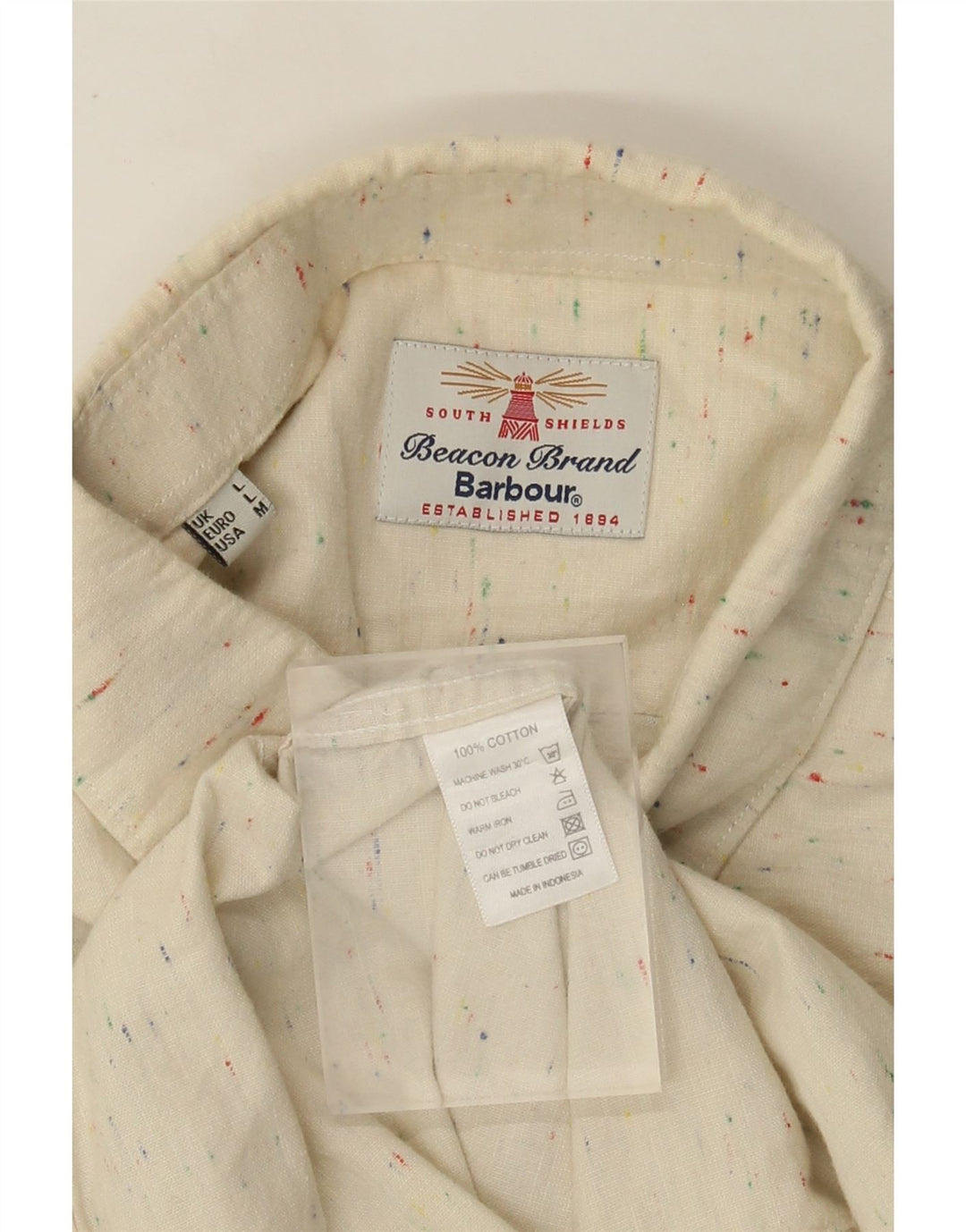 Barbour Herreskjorte Stor Beige Flecked Bomuld