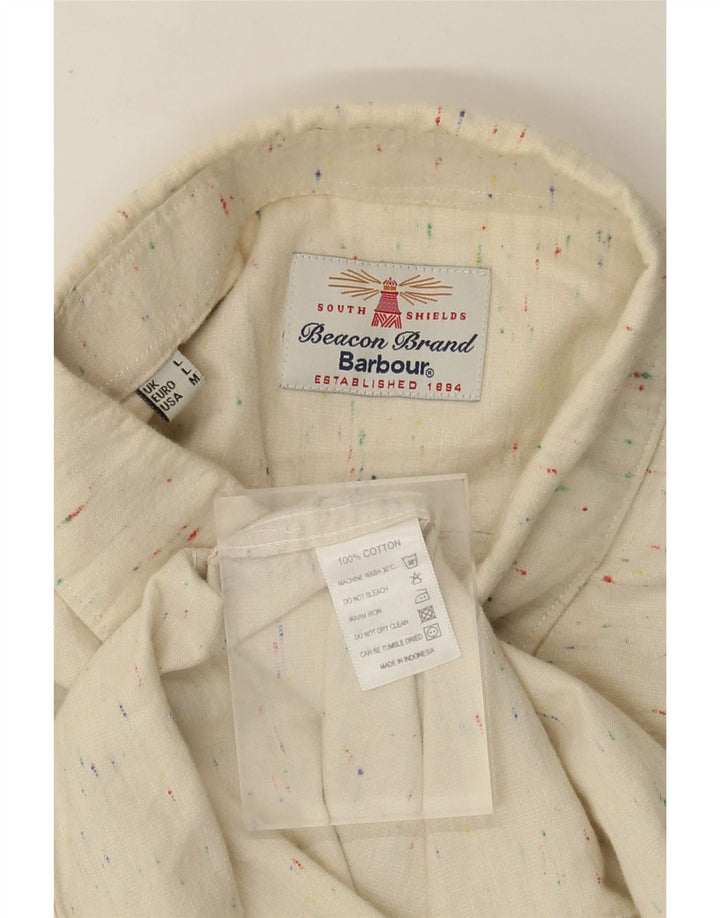 Barbour Herreskjorte Stor Beige Flecked Bomuld