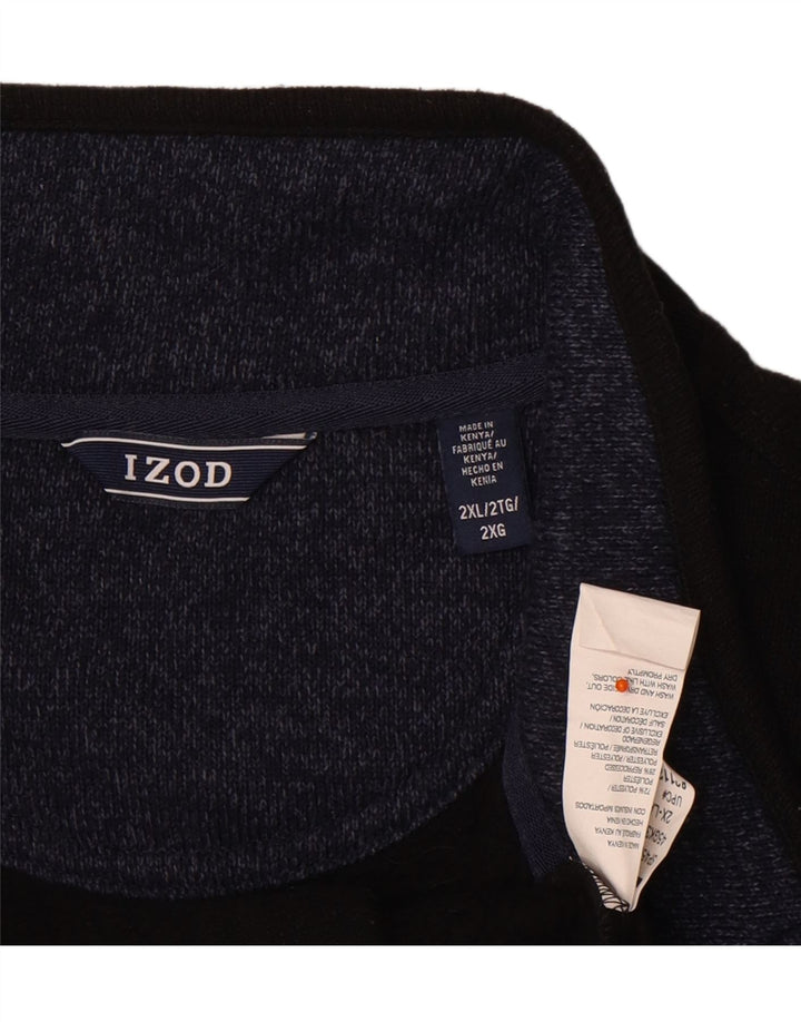 IZOD Mens Zip Neck Sweatshirt Jumper 2XL Black Polyester Vintage Izod and Second-Hand Izod from Messina Hembry 