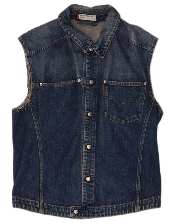 Levi's Herre Denim Gilet UK 40 Large Blue Cotton
