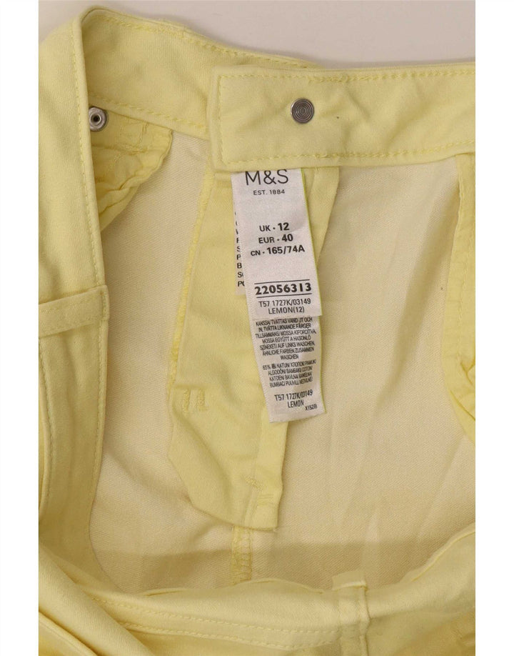 Marks & Spencer Womens Per Una Cropped Trousers UK 12 Medium W32 L22 Yellow