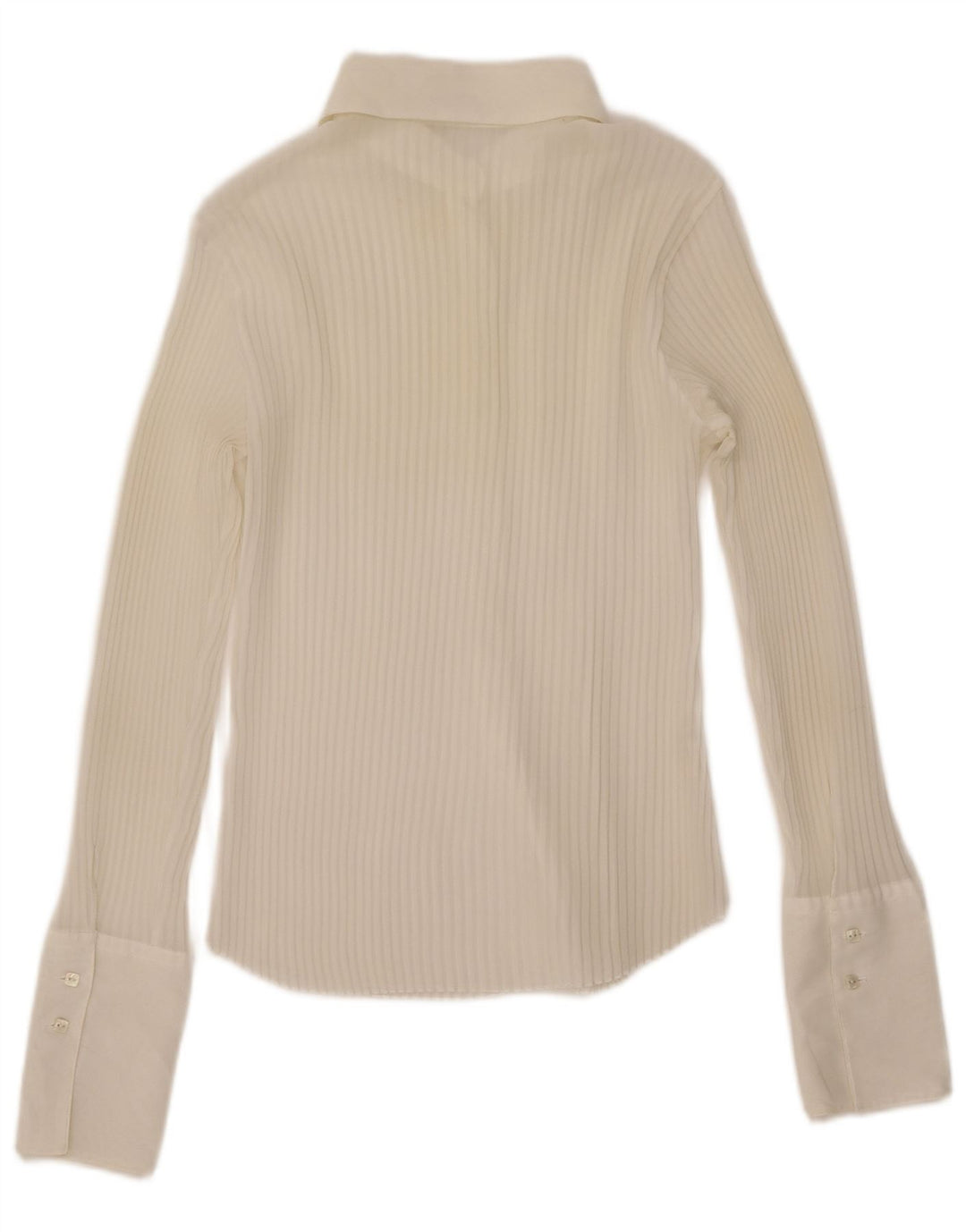 Benetton Dame Se Through Oversized Skjorte UK 6 XS Off White Polyester