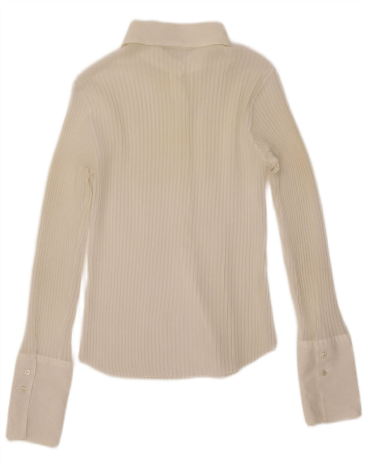 Benetton Dame Se Through Oversized Skjorte UK 6 XS Off White Polyester