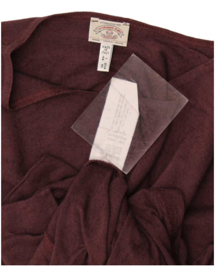 Armani Jeans Dame Crop Top Langærmet IT 44 Medium Burgundy Viscose