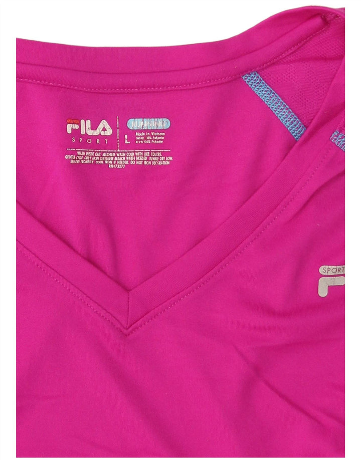 FILA Dame T-Shirt Top UK 16 Large Pink Polyester