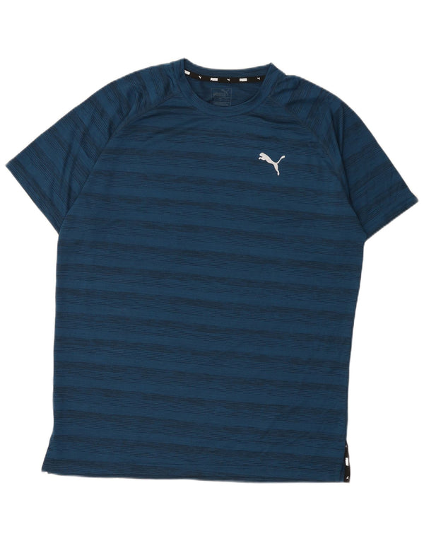 PUMA Herre T-Shirt Top Stor Marineblå Stribet