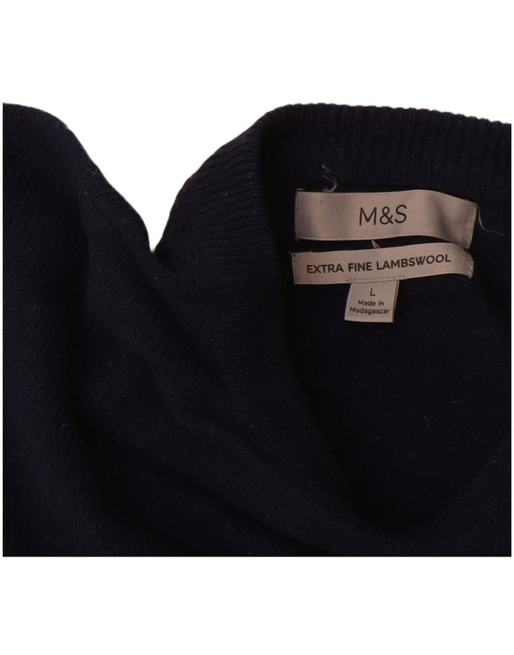Marks & Spencer Herre Boat Neck Jumper Sweater Stor Marineblå Uld