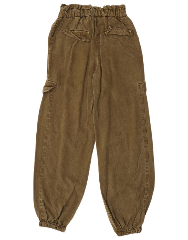 Zara Pige Højtalje Joggers Cargo Bukser 11-12 år W24 L25 Khaki