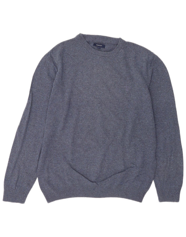 Gant Herre Crew Neck Jumper Sweater Large Blue Flecked Uld