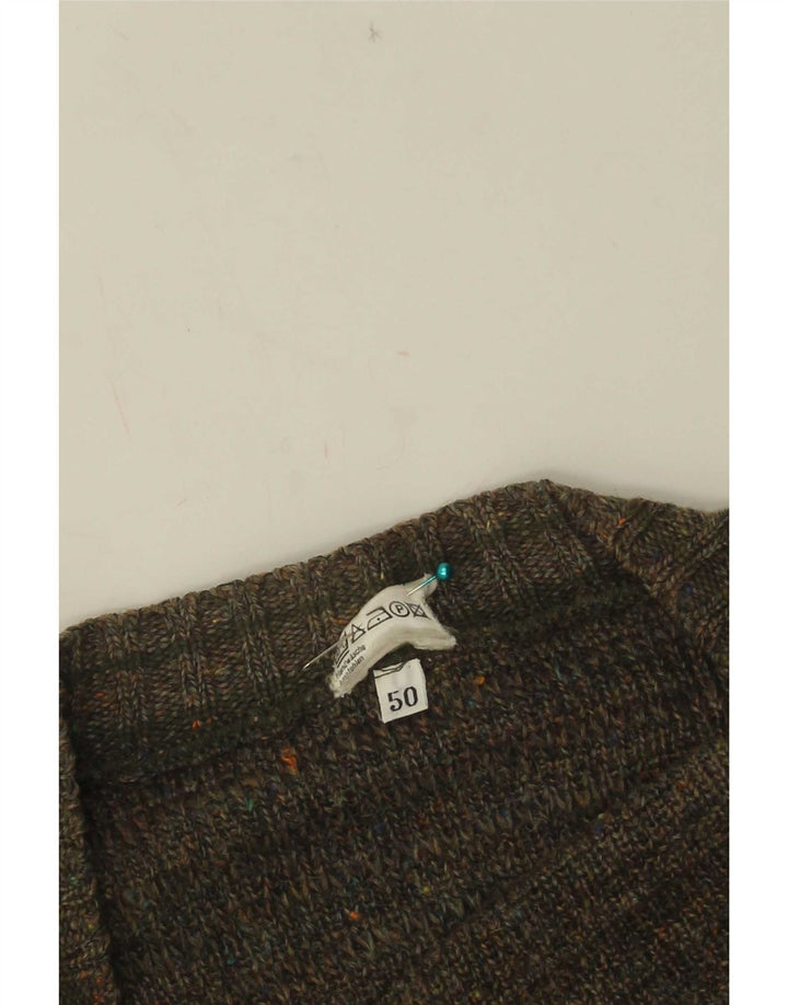 Vintage herre cardigan sweater IT 50 Medium Khaki Flecked Acryl