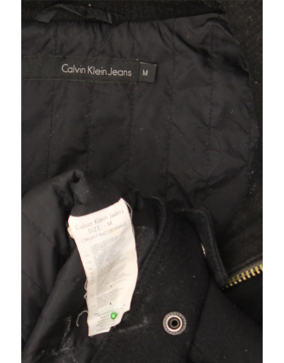 CALVIN KLEIN JEANS Bomberjakke med hætte til mænd UK 38 Medium Sort Uld