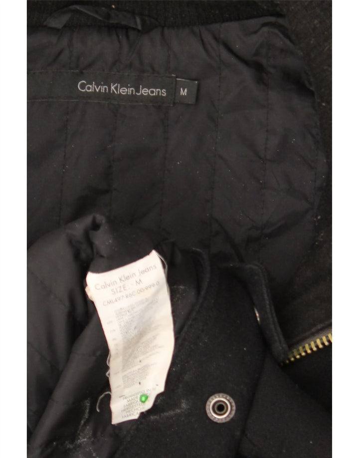 CALVIN KLEIN JEANS Bomberjakke med hætte til mænd UK 38 Medium Sort Uld