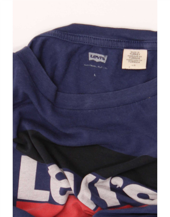 Levi's Grafisk T-shirt top til kvinder UK 16 Large Navy Blue