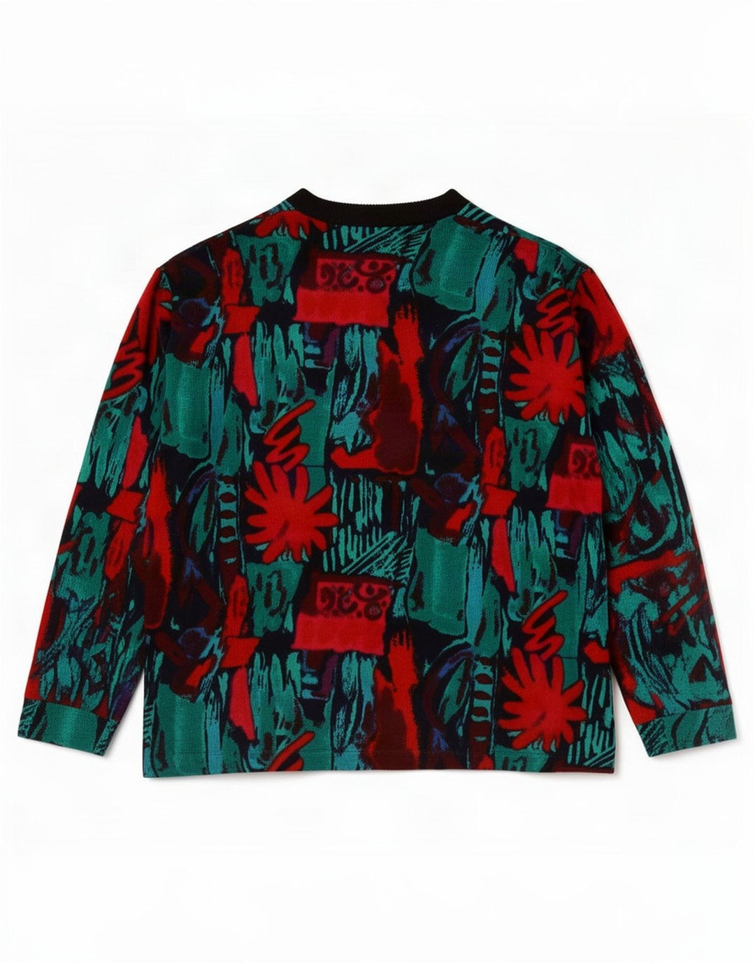 Vintage kvinders abstrakt mønster cardigan sweater UK 16 Large Multicolor