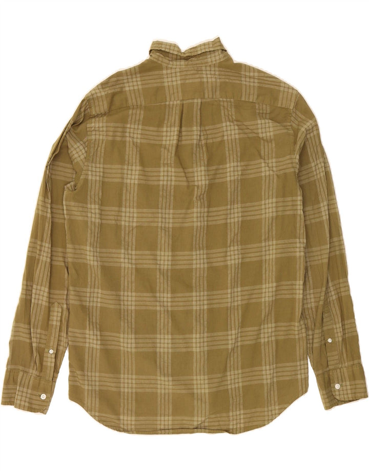 J. CREW Mens Classic Fit Flannel Shirt Medium Khaki Check Cotton Vintage J. Crew and Second-Hand J. Crew from Messina Hembry 