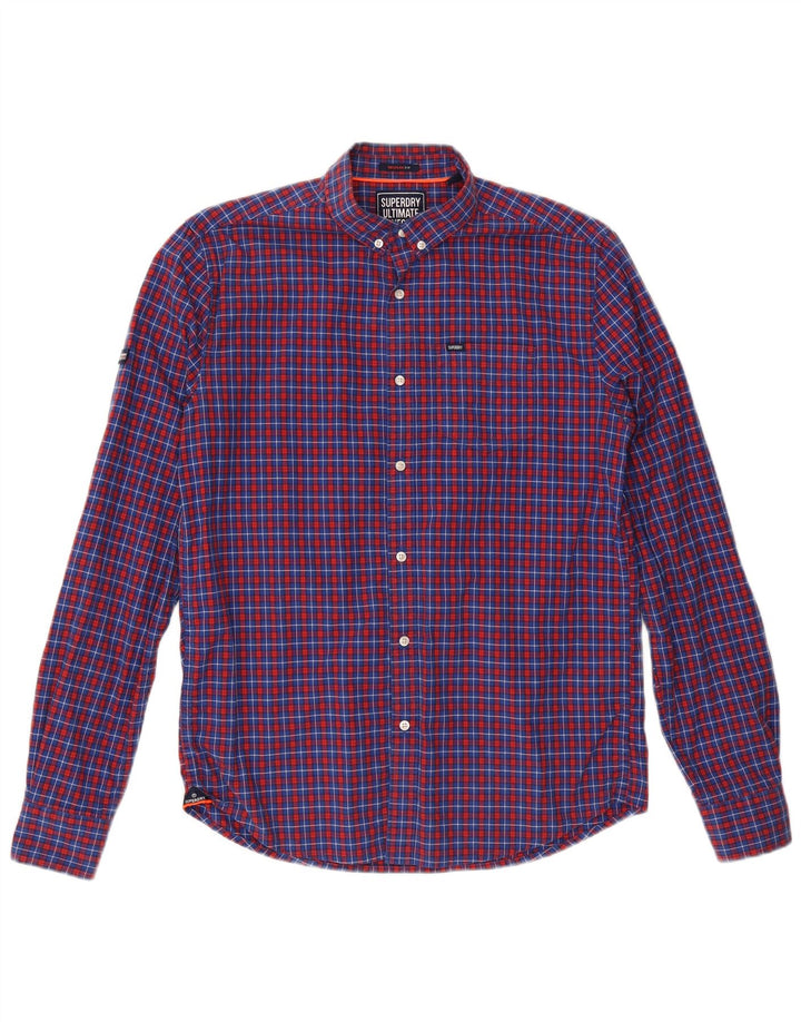 SUPERDRY Herreskjorte Medium Blue Ternet Bomuld