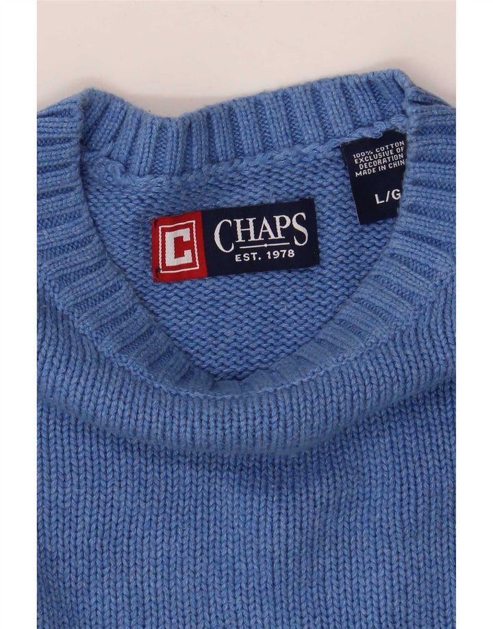Chaps Dame Boat Neck Jumper Sweater UK 16 Stor Blå Bomuld