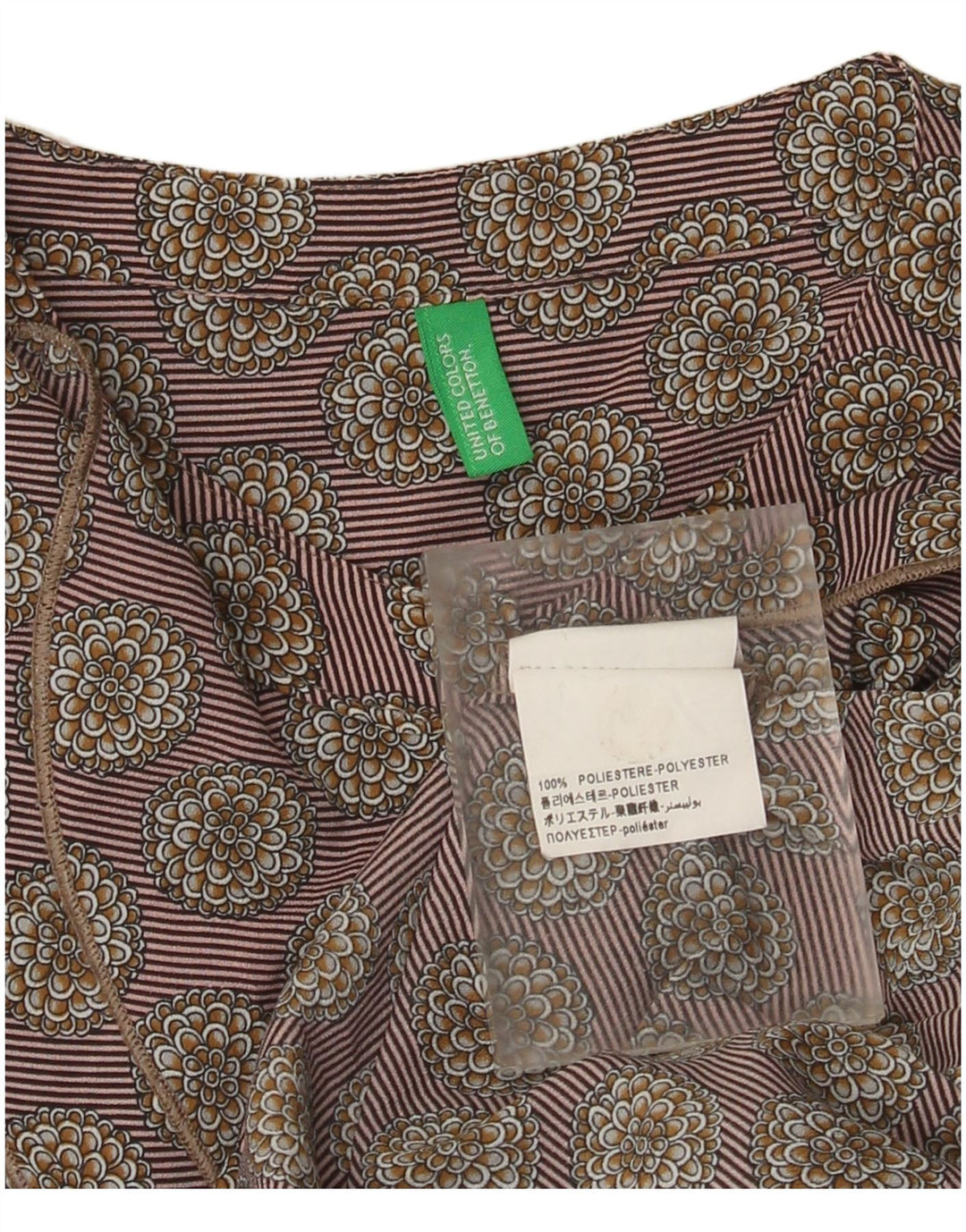 Benetton Womens flæse foran bluse Top UK 14 Medium Grey Floral