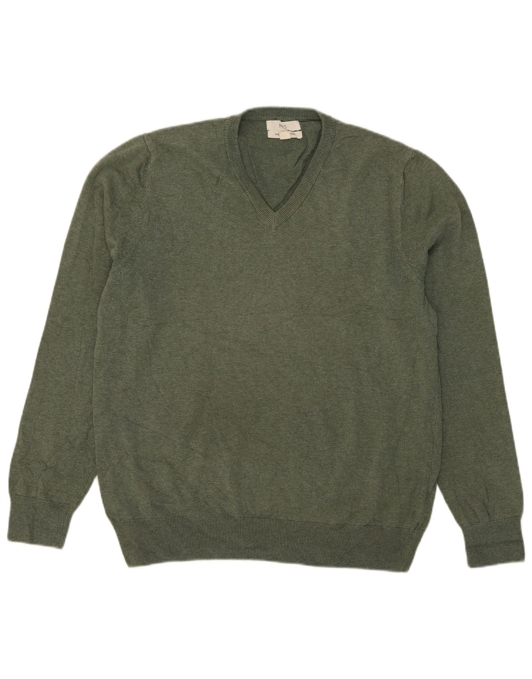 Marks & Spencer Herre V-hals sweater Stor grøn bomuld
