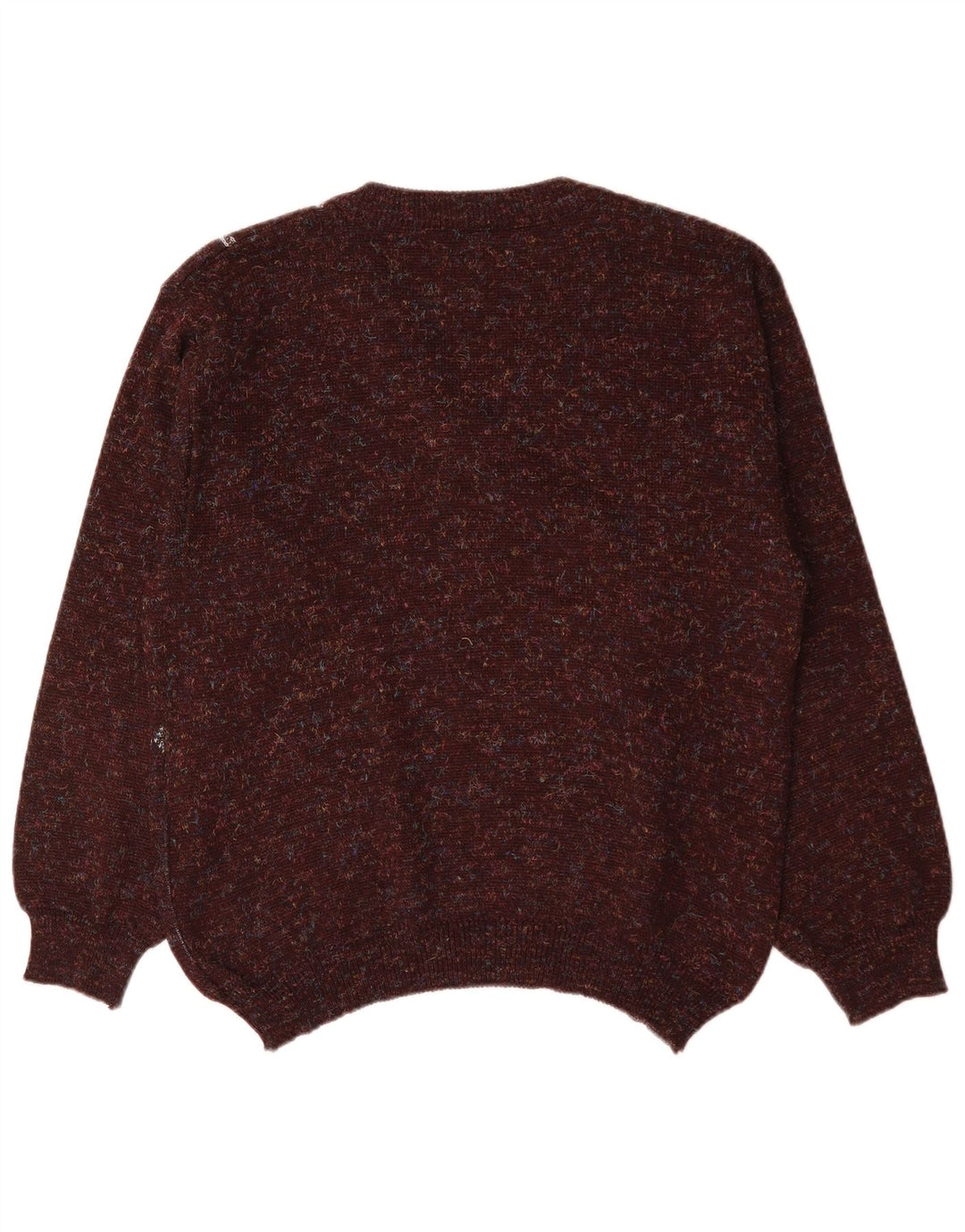 Vintage Herre V-hals sweater IT 48 Medium Brun Geometrisk Polyacryl