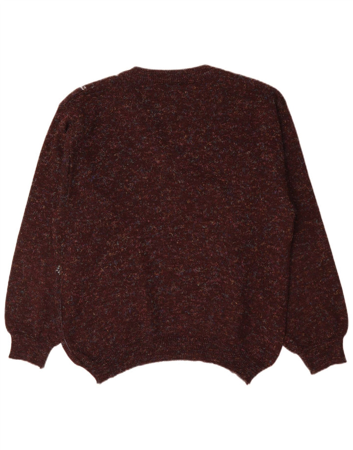 Vintage Herre V-hals sweater IT 48 Medium Brun Geometrisk Polyacryl