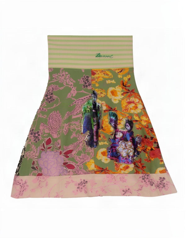 Desigual Kvinder grafisk A-line nederdel XS W26 Flerfarvet blomstret bomuld