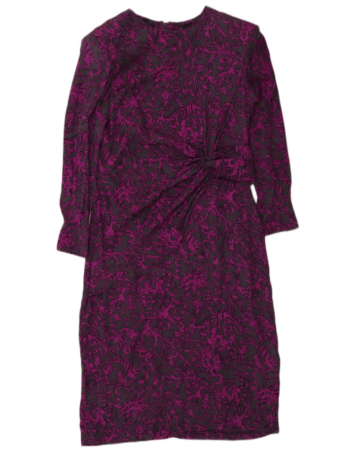 DONNA ENRICA Dame Langærmet Shift Dress UK 16 Large Purple Paisley