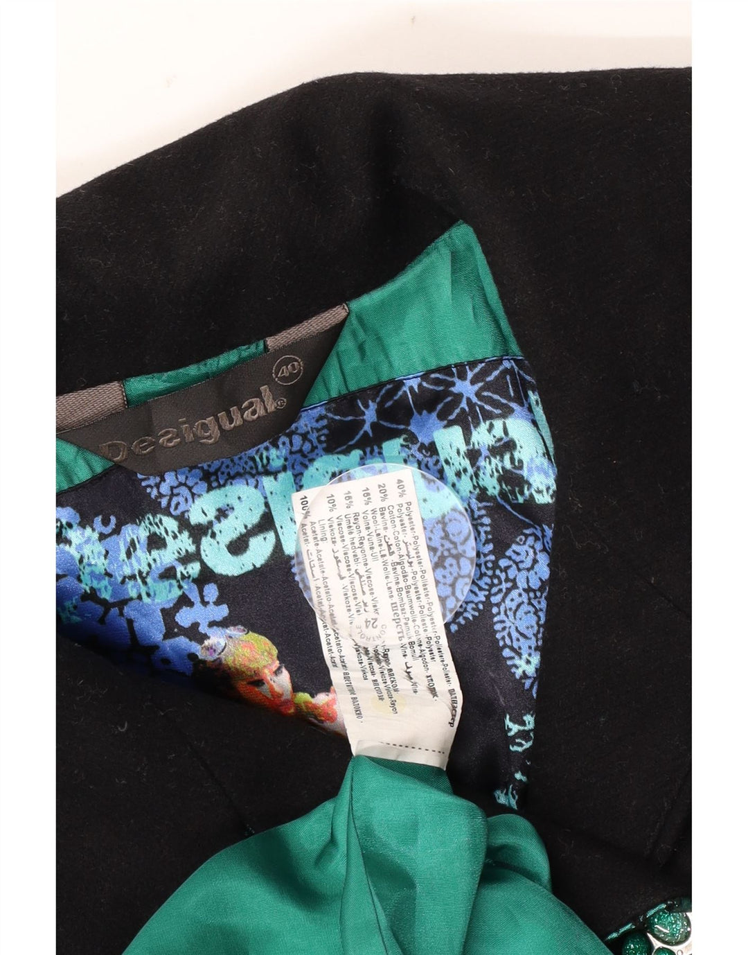 Desigual Dame Dobbeltradet Frakke EU 40 Medium Flerfarvet
