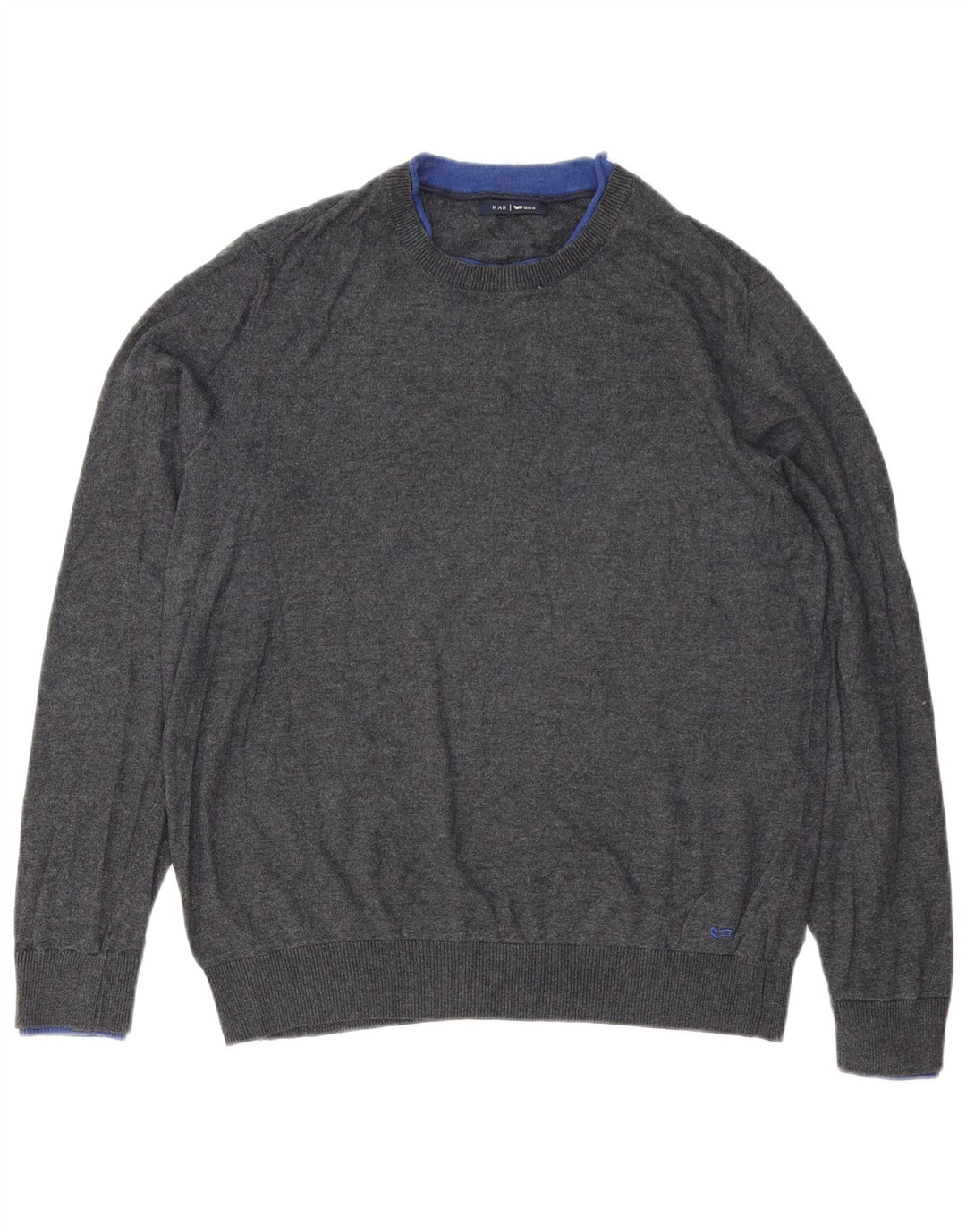 Gas Herre Crew Neck Jumper Sweater Medium Grey Bomuld