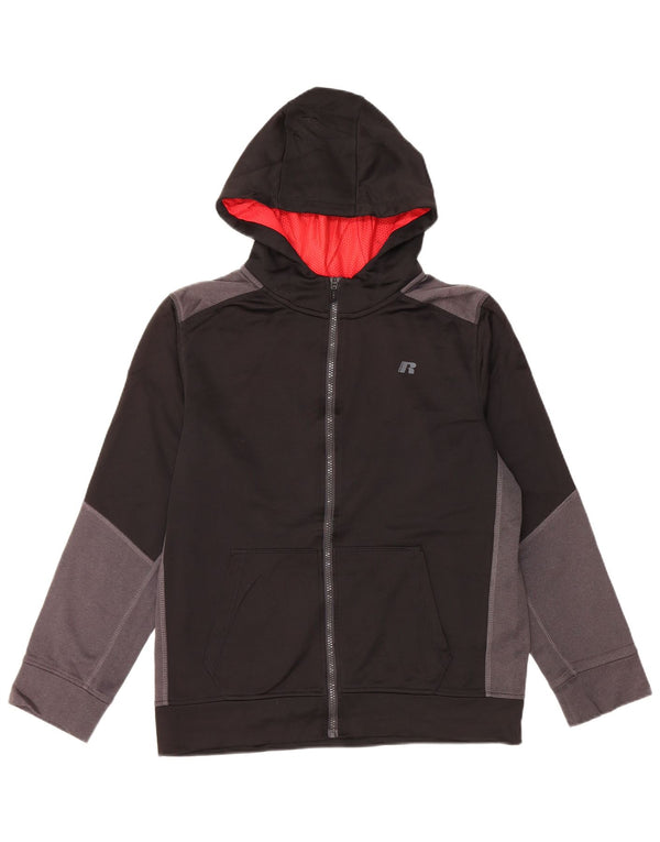 RUSSELL ATHLETIC Drenge hættetrøje med lynlås 15-16 år 2XL Sort Colourblock