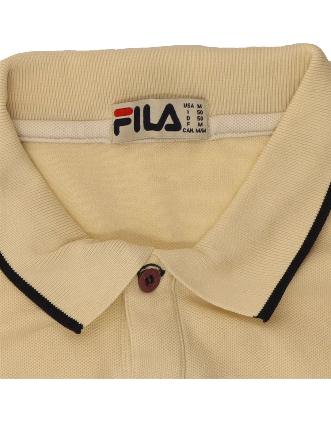 FILA Mens Polo Shirt Medium Beige Vintage Fila and Second-Hand Fila from Messina Hembry 